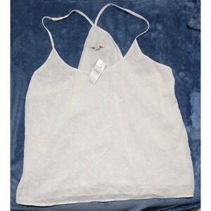 Loft Cami Racerback Tank Top Womens XL‎ White Strappy Embroidered Chiffon NWT